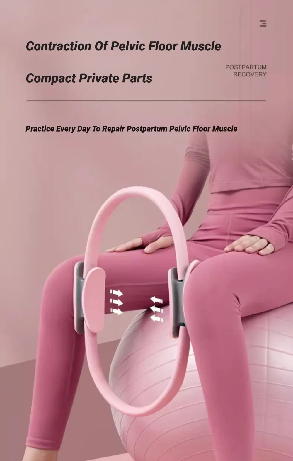Women's Pilates Yoga Fitness Ring Circle Elastic Resistance Band for Home Exercise Postpartum Pelvic Floor Muscle Training
