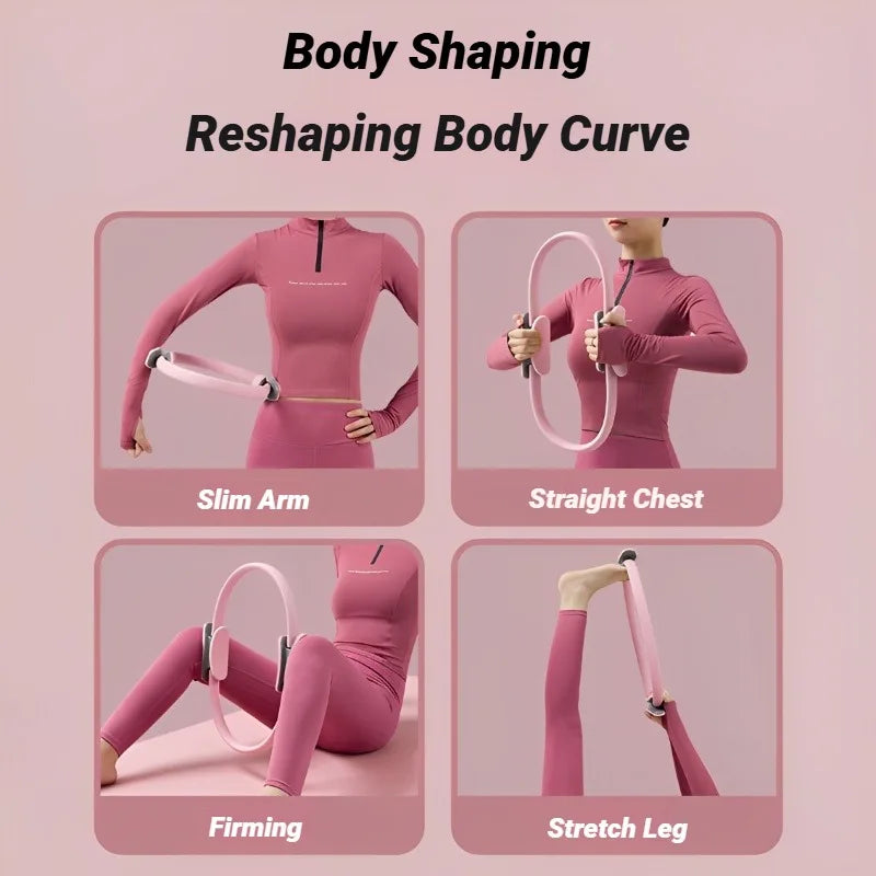 Women's Pilates Yoga Fitness Ring Circle Elastic Resistance Band for Home Exercise Postpartum Pelvic Floor Muscle Training