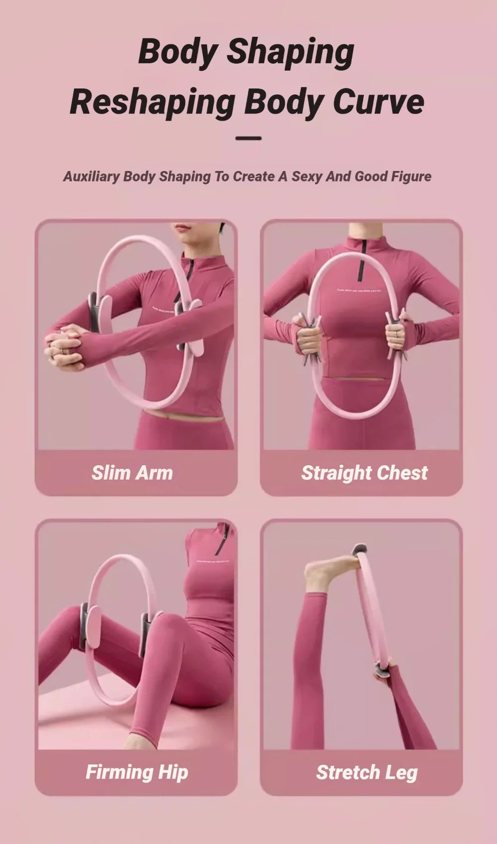 Women's Pilates Yoga Fitness Ring Circle Elastic Resistance Band for Home Exercise Postpartum Pelvic Floor Muscle Training