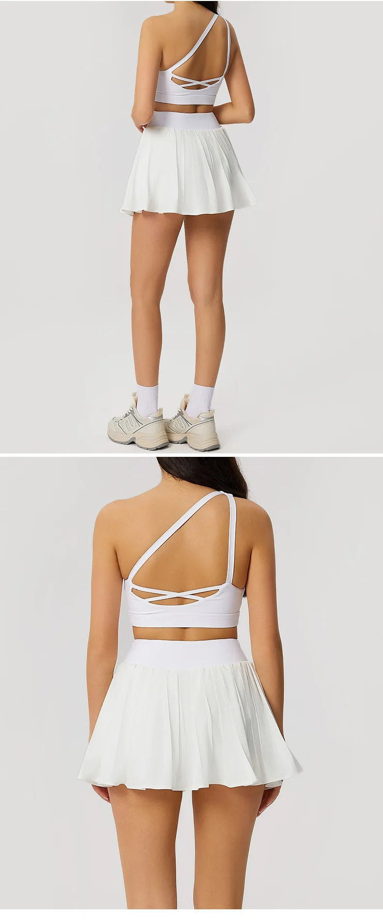 Yoga Set Yoga Short Skirt Women Fitness Single Shoulder Bra Top Gym Set Elastic Hip Lifting Gym Set 2pcs Push Up Workout Suit