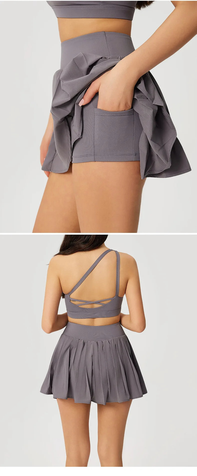 Yoga Set Yoga Short Skirt Women Fitness Single Shoulder Bra Top Gym Set Elastic Hip Lifting Gym Set 2pcs Push Up Workout Suit