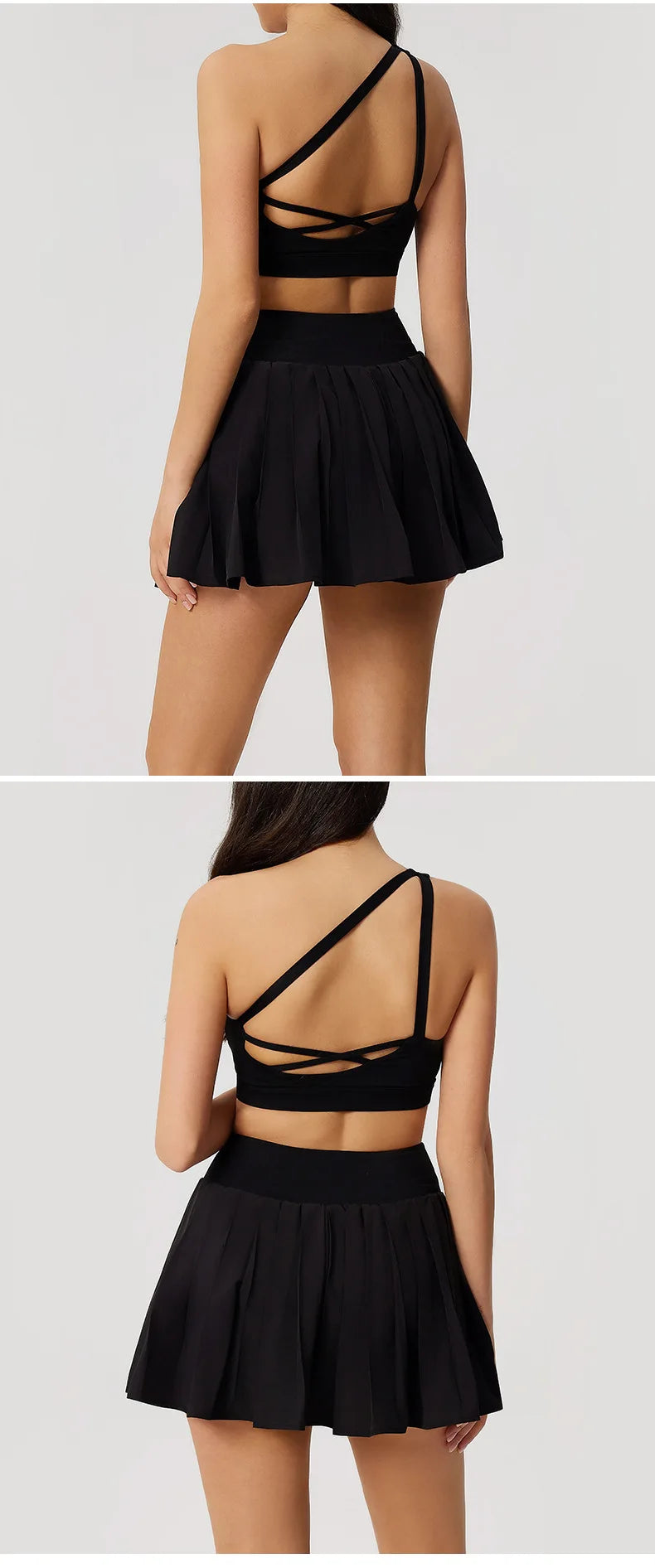 Yoga Set Yoga Short Skirt Women Fitness Single Shoulder Bra Top Gym Set Elastic Hip Lifting Gym Set 2pcs Push Up Workout Suit